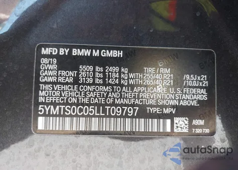 2020 BMW X3 M из США, поврежденный, VIN 5YMTS0C05LLT09797